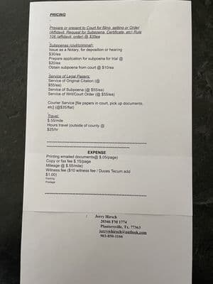 Jerry Hirsch, Process Server in Plantersville Texas