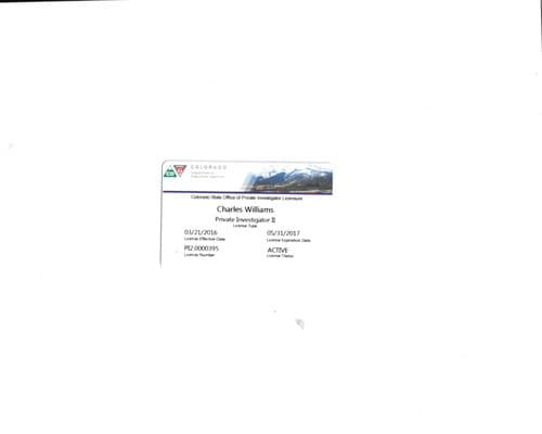 Charles Williams, Private Investigator in Denver Colorado