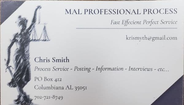 MAL Professional Process, Process Server in Columbiana Alabama