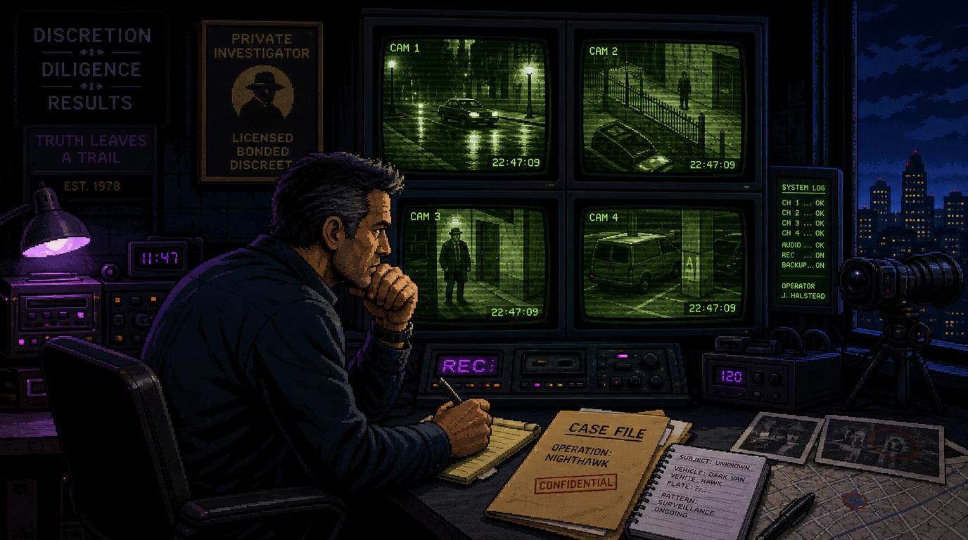 What licensed private investigators actually do — surveillance, skip tracing, asset searches, digital forensics, and court-admissible evidence collection.